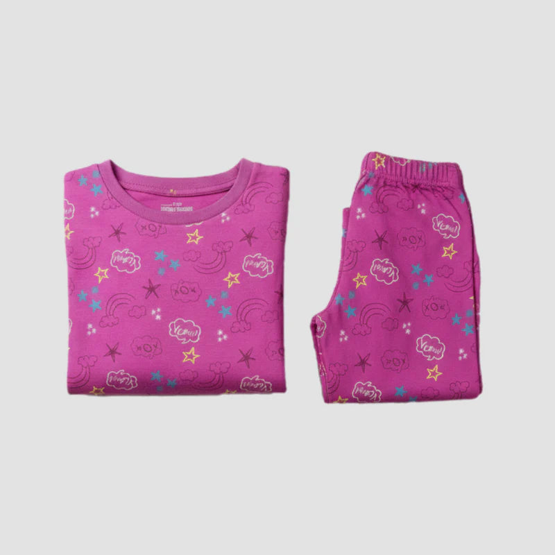 Girls Pajama Set Long Sleeve Shirt and Pants Soft Cotton
