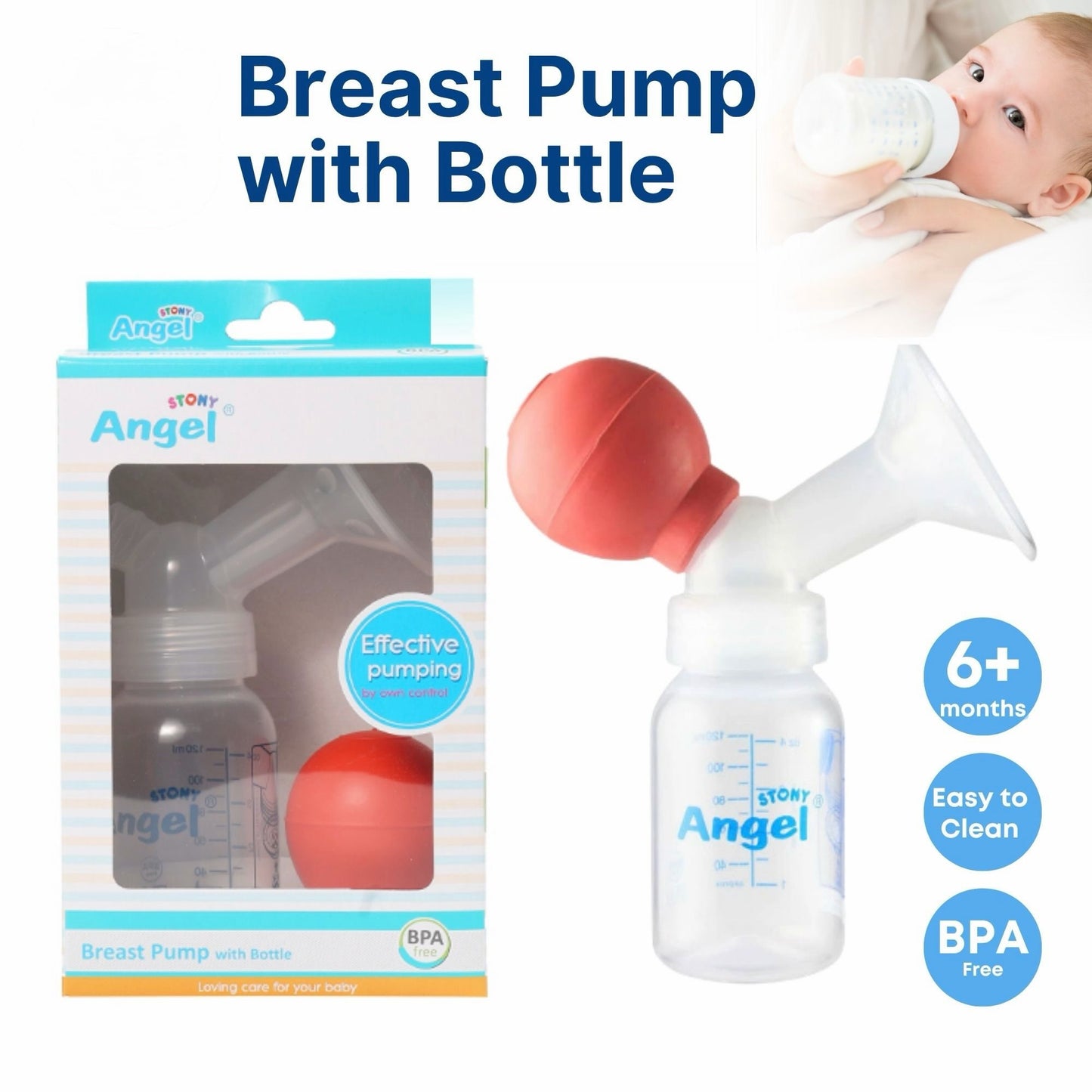 Stony Angel Manual Breast Pump + Bottle ๐