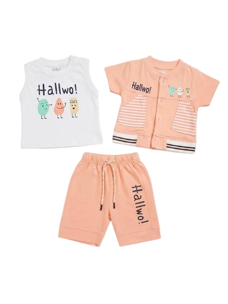 "Hallwo!" 3-Piece Tank, Cardigan & Short Set
