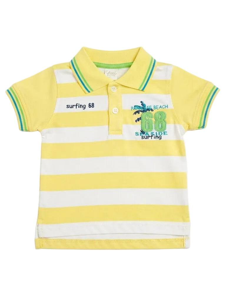 Boys' Striped "PARADISE BEACH 68" Polo Shirt
