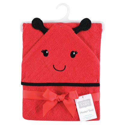 Hudson Baby Cotton Poly Animal Face Hooded Towel, Red Ladybug