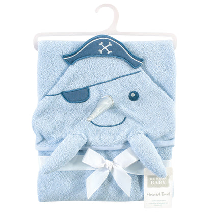 Hudson Baby Cotton Poly Animal Face Hooded Towel, Narwhal