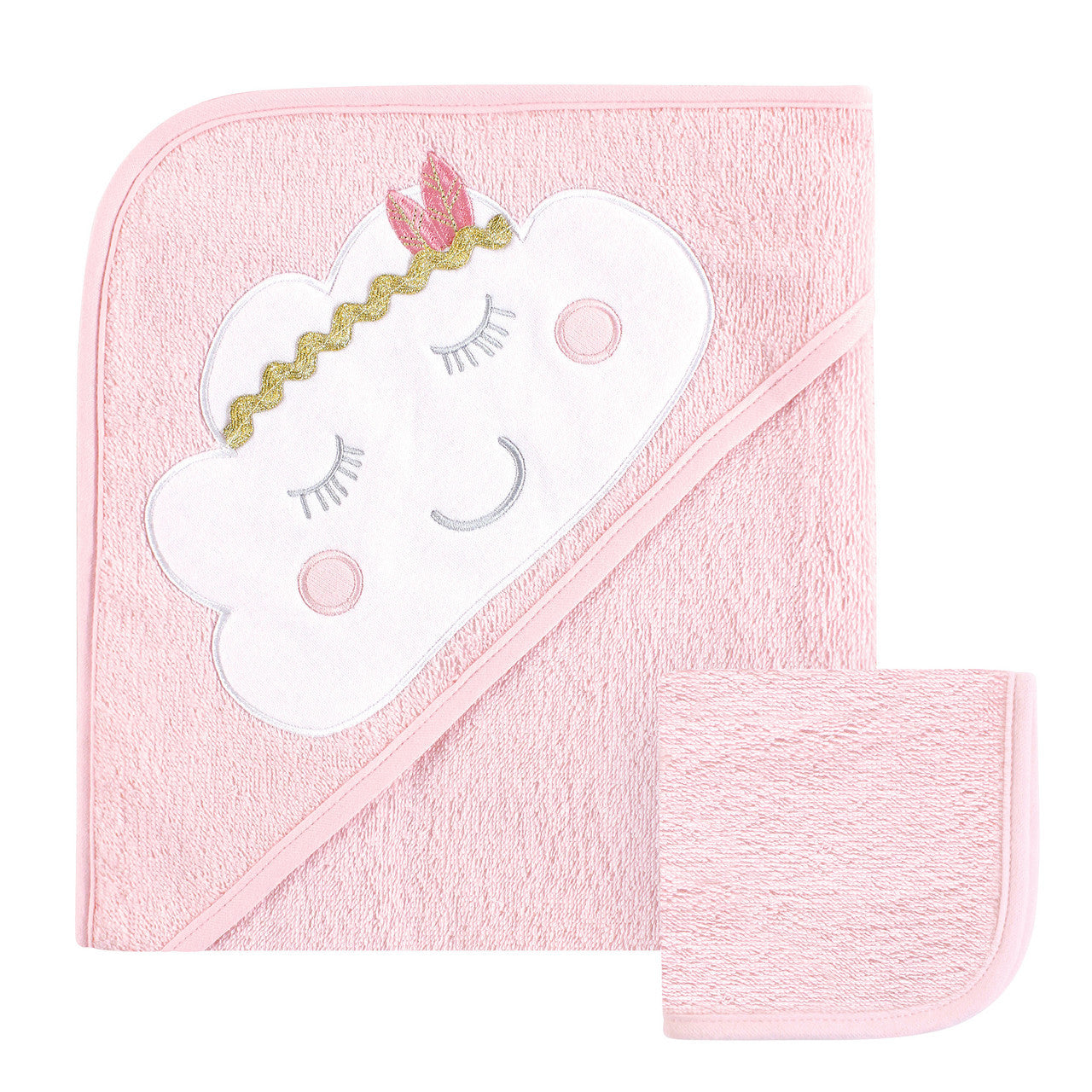 Hudson Baby Cotton Hooded Towel and Washcloth, Boho Cloud