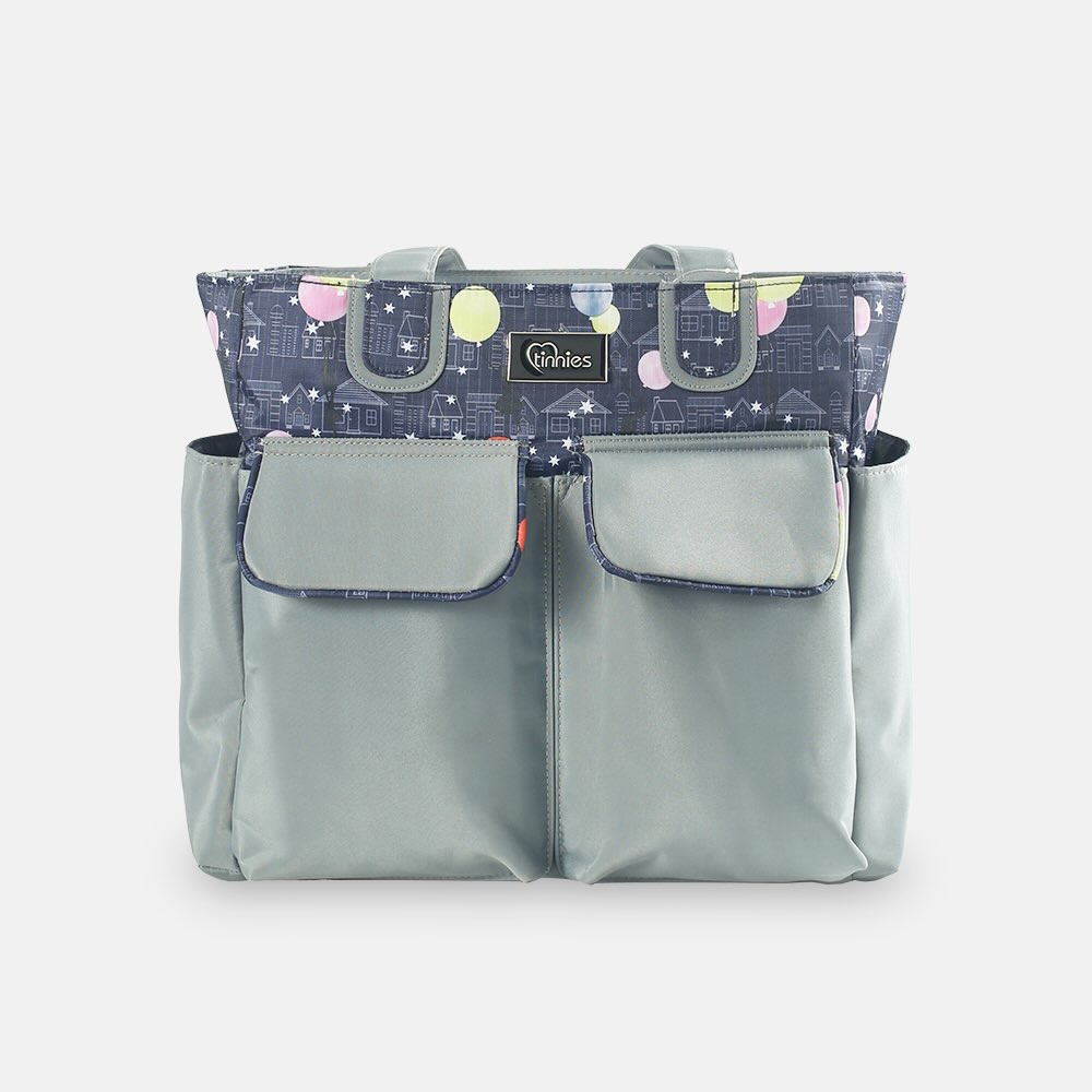 Tinnies Baby Diaper Bag | Navy Balloon Print 👜
