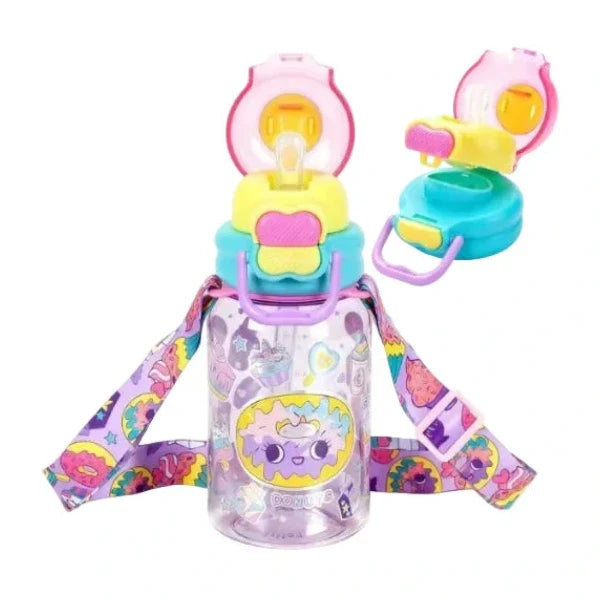 VEST Donut 600 ml Three Ways One Click Straw Plastic Water Bottle BPA Free