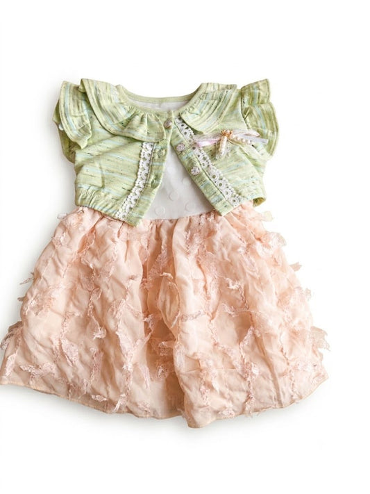 Sleeveless baby/toddler girl dress with a matching button-up bolero jacket/cardigan