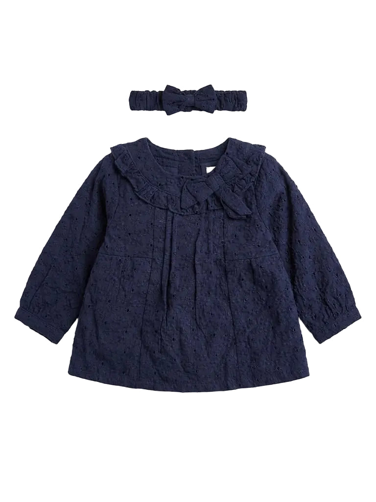 Long-sleeve baby/toddler girl top with matching headband