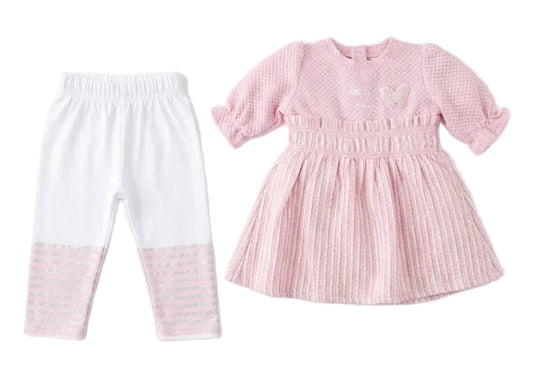 Charming Pink Dress and Leggings Set for Baby Girls