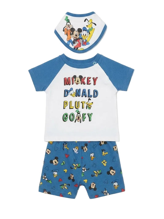 Disney Mickey & Friends 3-Piece Short & Bib Set