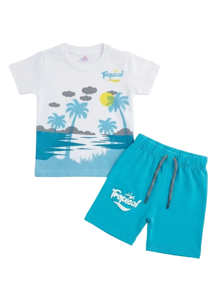 "Tropical" Beach Sunset T-Shirt & Short Set