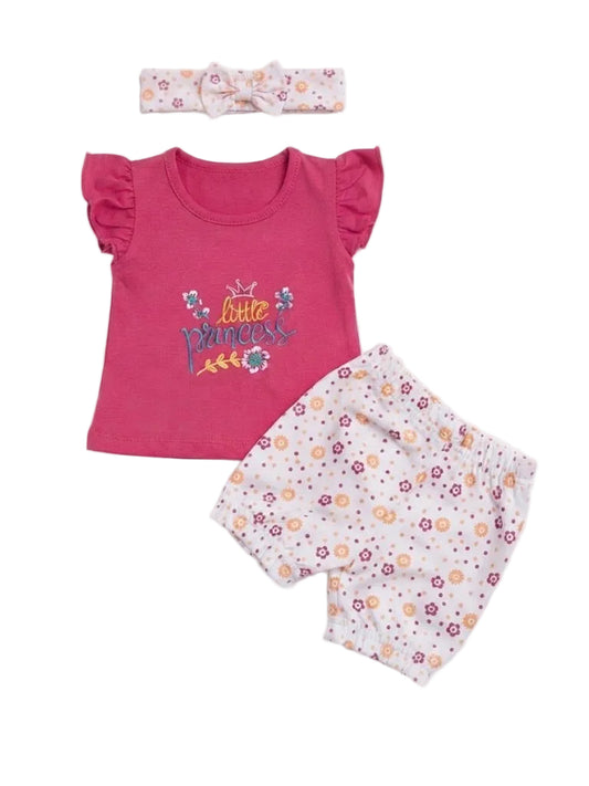 Little Princess" Flutter-Sleeve Top, Bloomer & Headband Set