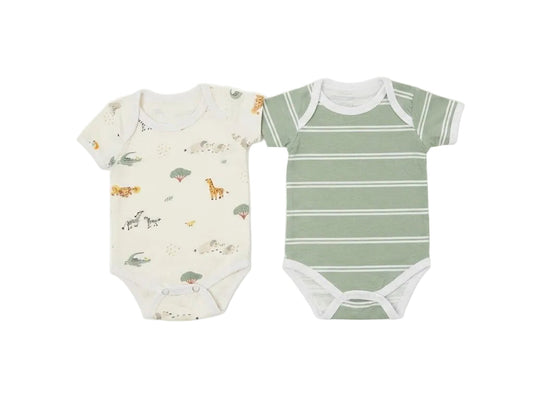 2-Pack Safari Animal and Striped Baby Bodysuits