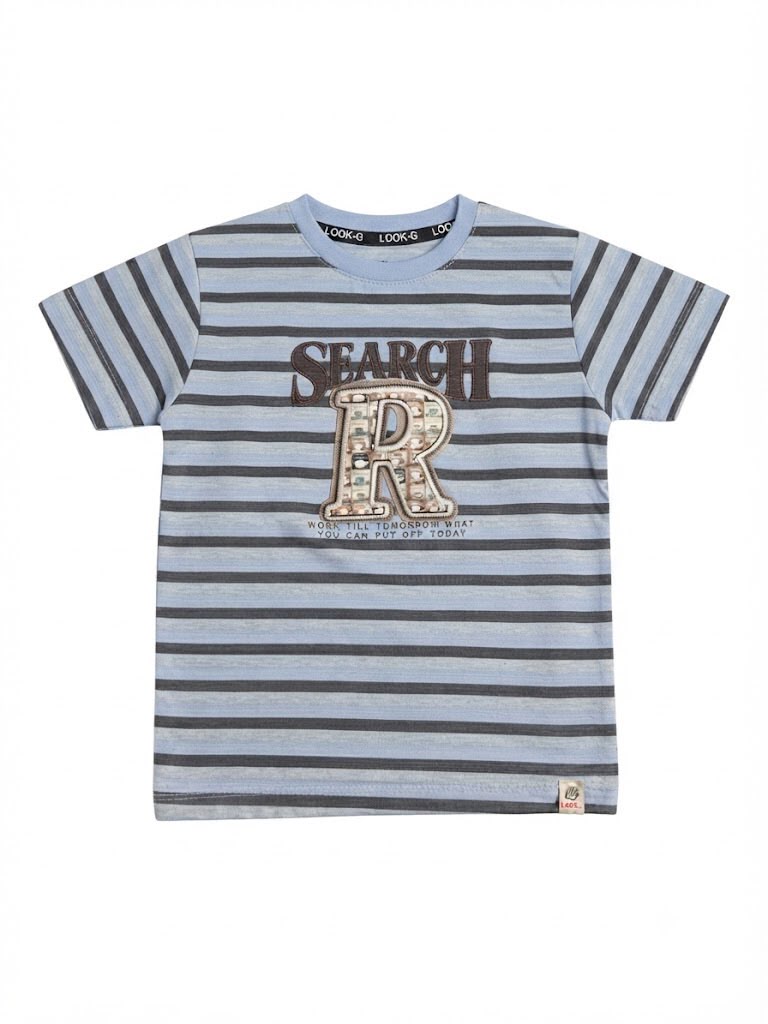 Boys' Striped "SEARCH" Graphic Tee