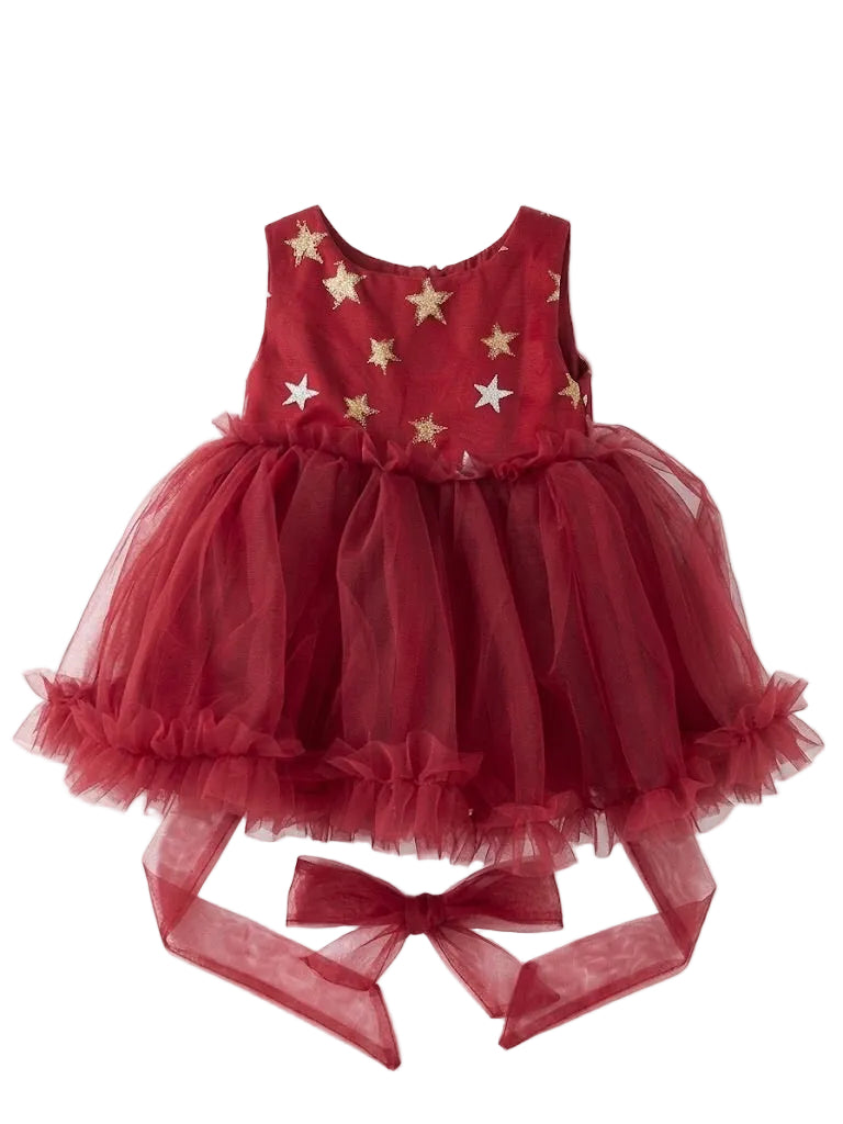 Sleeveless baby/toddler girl party dress with a matching sash