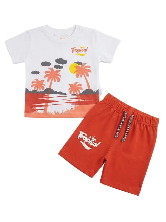 "Tropical" Beach Sunset T-Shirt & Short Set