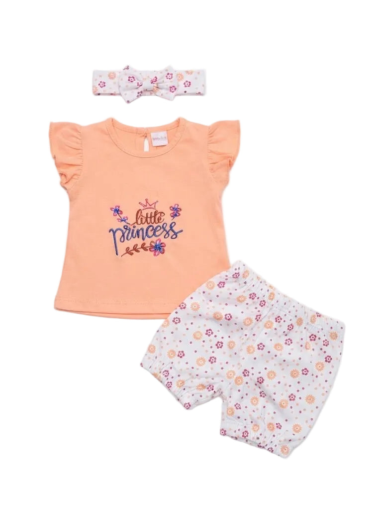 Little Princess" Flutter-Sleeve Top, Bloomer & Headband Set