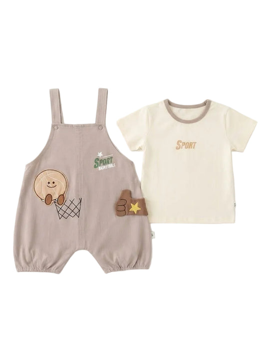 SPORT" Basketball Overalls and T-Shirt Baby Set