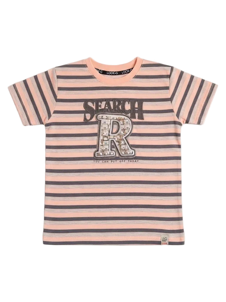 Boys' Striped "SEARCH" Graphic Tee