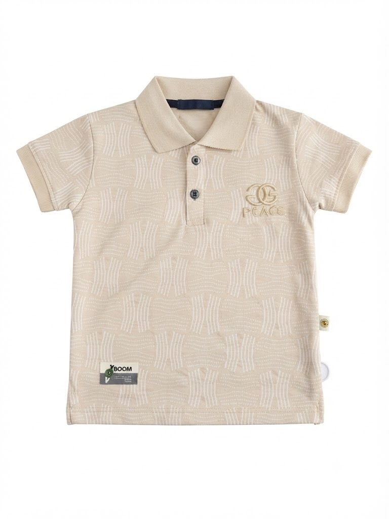 Boys' "PEACE" Patterned Polo Shirt