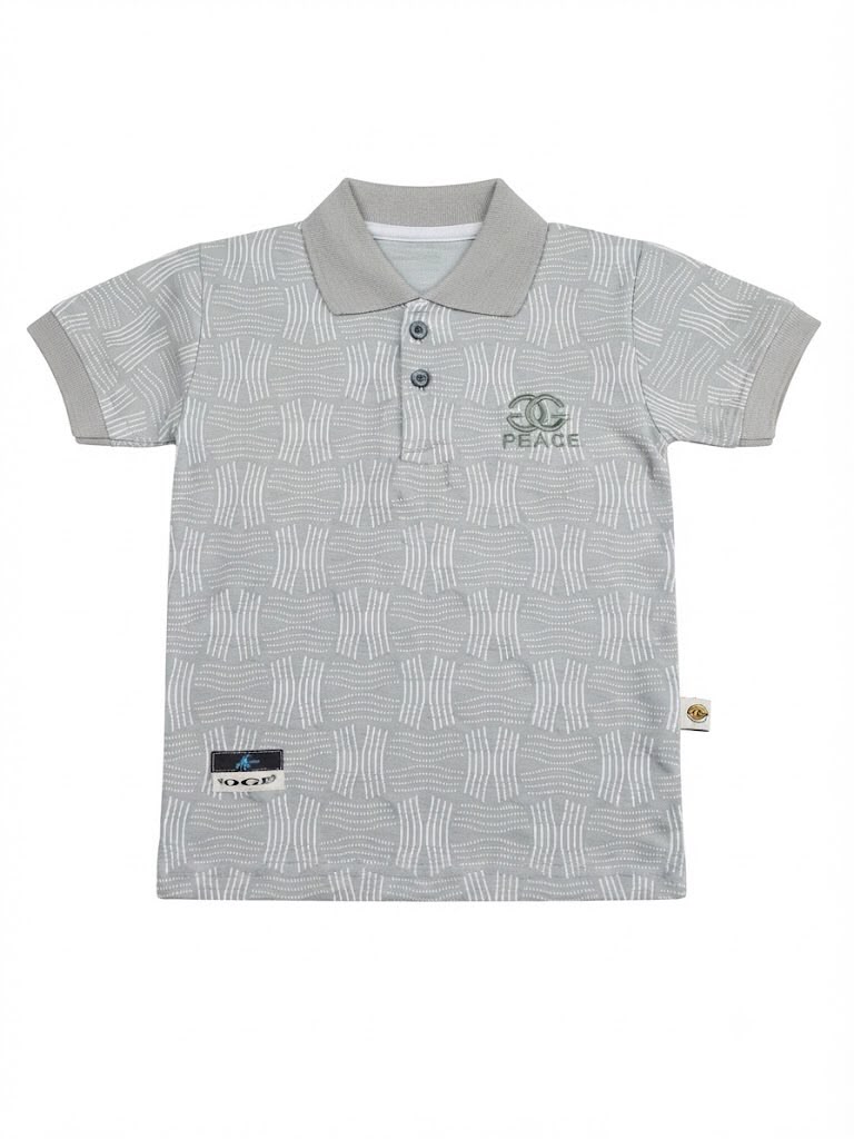 Boys' "PEACE" Patterned Polo Shirt