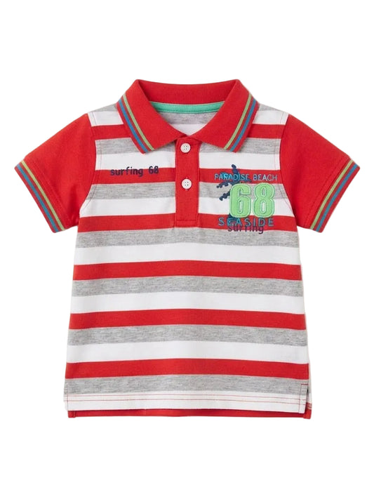 Boys' Striped "PARADISE BEACH 68" Polo Shirt
