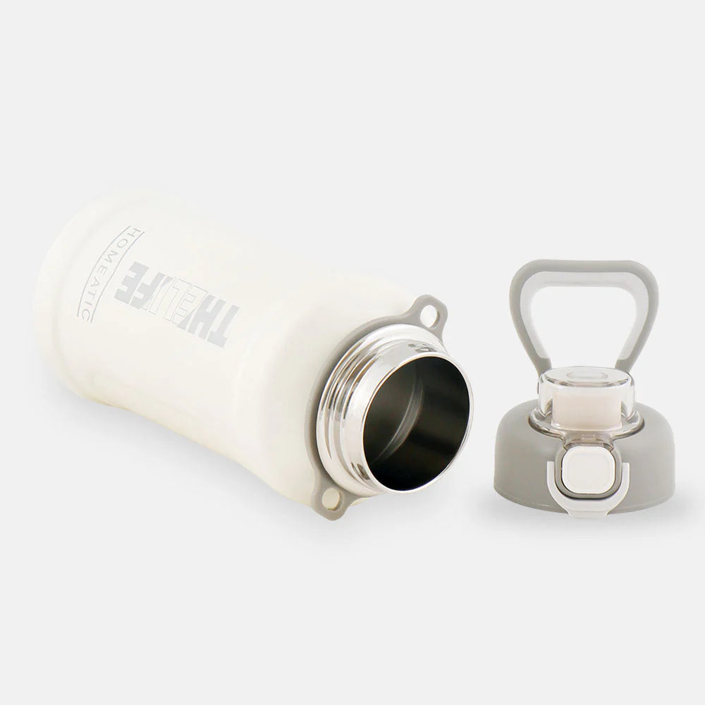 HOMEATIC THE LIFE VACUUM FLASK - WHITE STEEL WATER BOTTLE 1000 ML